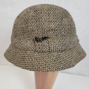 VTG Wool Bucket Hat 7 Brown Harris Tweed Donegal Town Ireland Walking Fedora